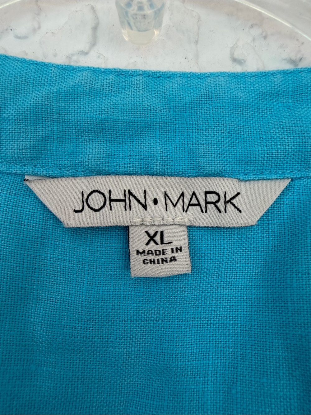 John Mark Turquoise Button-Front Tie-Hem linen Women's Shirt size XL - Picture 2 of 8